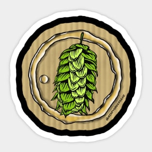 Hop on Beer Stained Cardboard Sticker